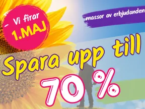 Vi firar 1 maj - Spara upp till 70%